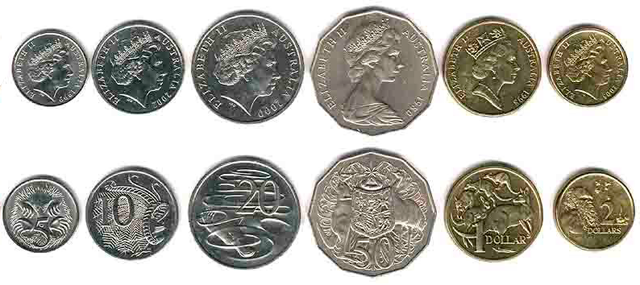 Australijos dolerių AUD monetos